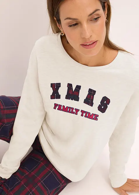 Pigiama con pantaloni in flanella e sacchetto regalo, bonprix