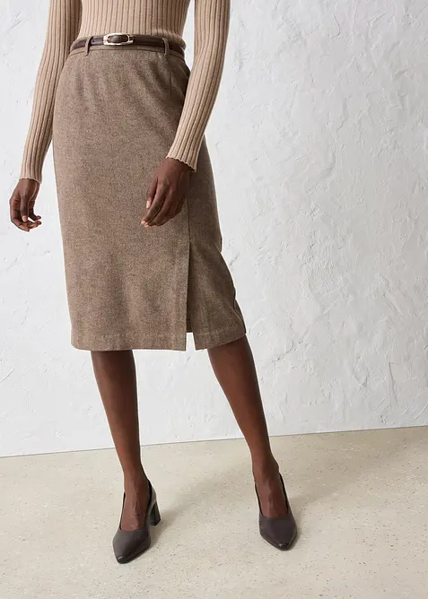 Gonna longuette in misto lana, bonprix