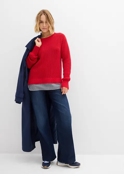 Maglione con inserto di camicia, bonprix