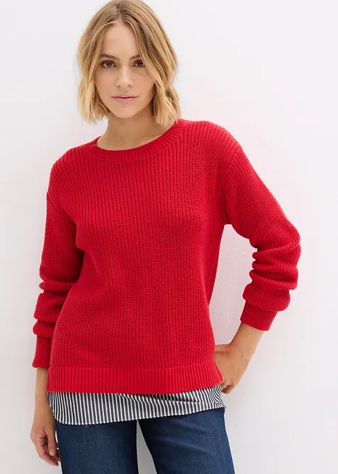 Maglione con inserto di camicia, bonprix