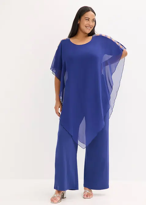 Tuta con sovrapposizione in fine chiffon, bonprix