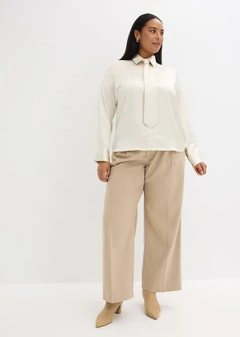 Camicetta in satin con cravatta staccabile (set 2 pezzi), bonprix