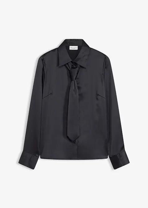 Camicetta in satin con cravatta staccabile (set 2 pezzi), bonprix