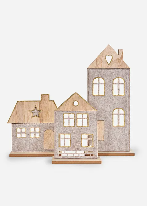 Soprammobile LED a forma di casette (set 3 pezzi), bonprix