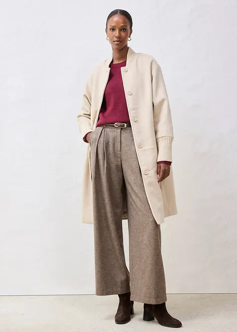 Giaccone in lana con finiture a maglia, bonprix