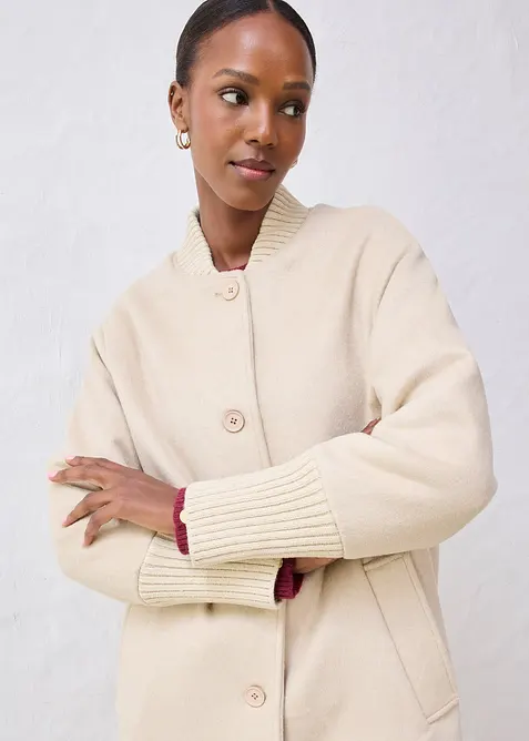 Giaccone in lana con finiture a maglia, bonprix