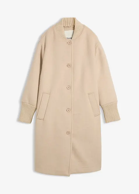 Giaccone in lana con finiture a maglia, bonprix