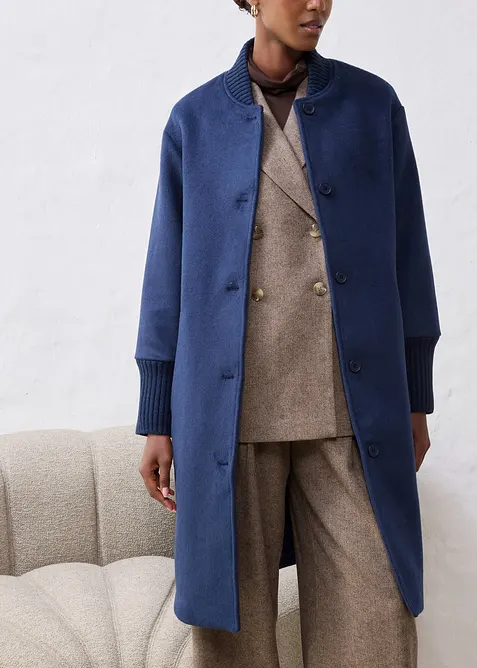 Giaccone in lana con finiture a maglia, bonprix