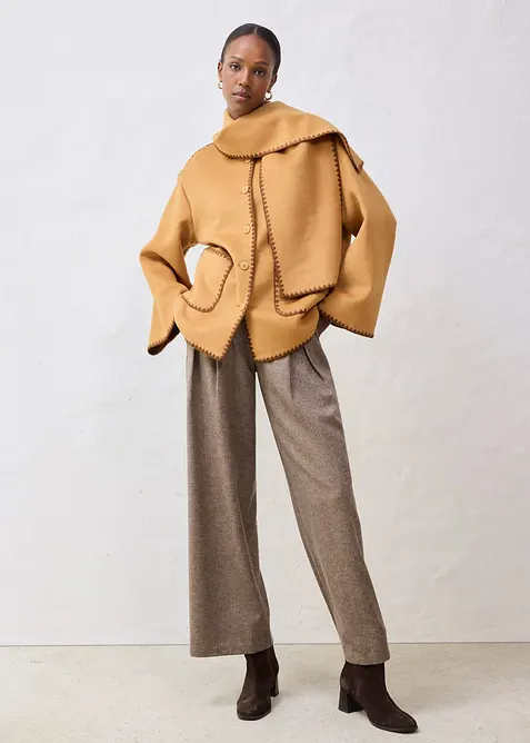 Giacca in lana con ricamo decorativo (set con sciarpa), bonprix