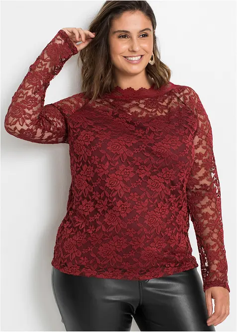 Maglia in pizzo a maniche lunghe, bonprix