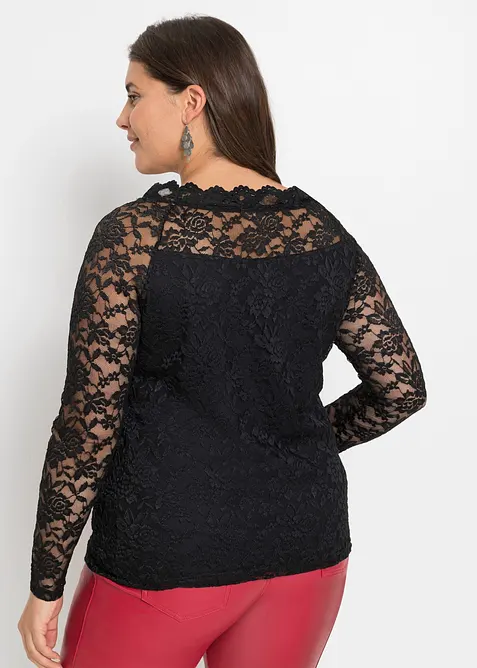 Maglia in pizzo a maniche lunghe, bonprix