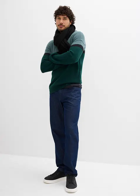 Maglione pratico a girocollo con motivo color block, bonprix