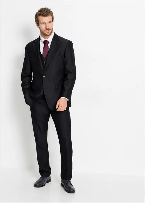 Completo (4 pezzi) giacca, pantaloni, gilet, cravatta, regular fit, bonprix
