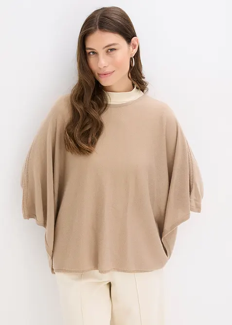 Poncho corto in lana, bonprix