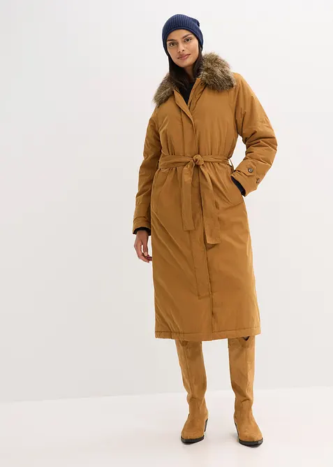 Trench imbottito con collo in pelliccia sintetica staccabile, bonprix