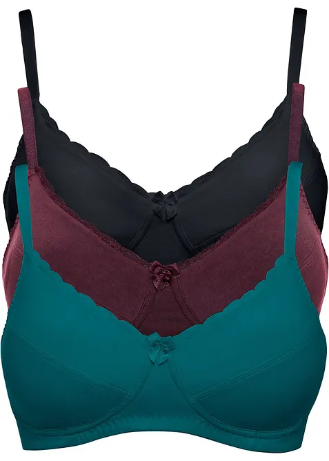 Reggiseno senza ferretto  con cotone (pacco da 3), bonprix