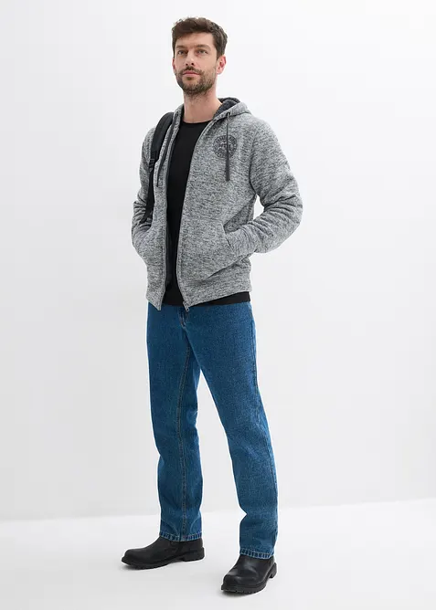 Giacca in felpa con cappuccio e fodera teddy, bonprix