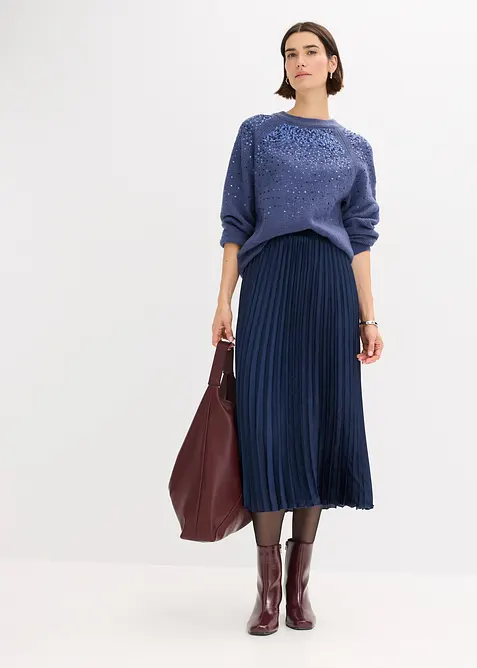 Gonna plissettata in satin fine, bonprix