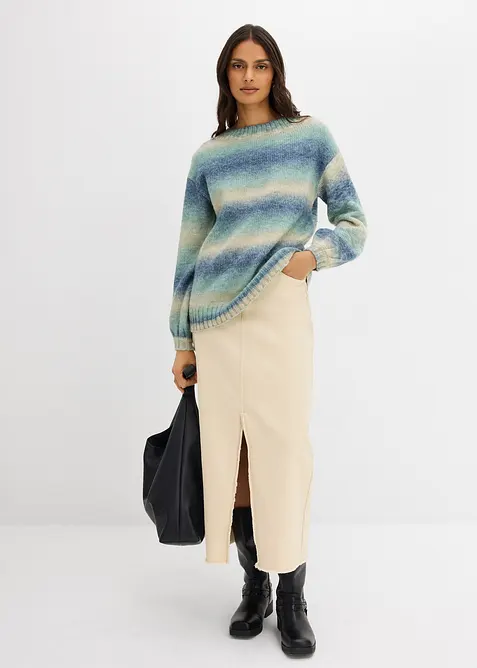 Maglione in filato grosso di misto lana morbido, bonprix