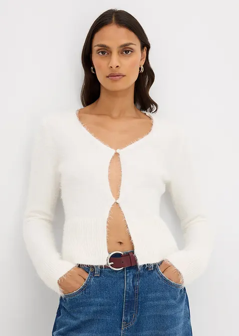 Cardigan in filato fine effetto piuma, bonprix