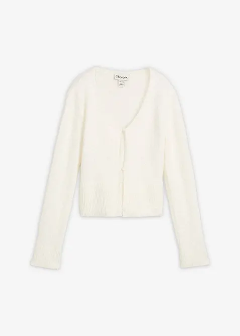 Cardigan in filato fine effetto piuma, bonprix