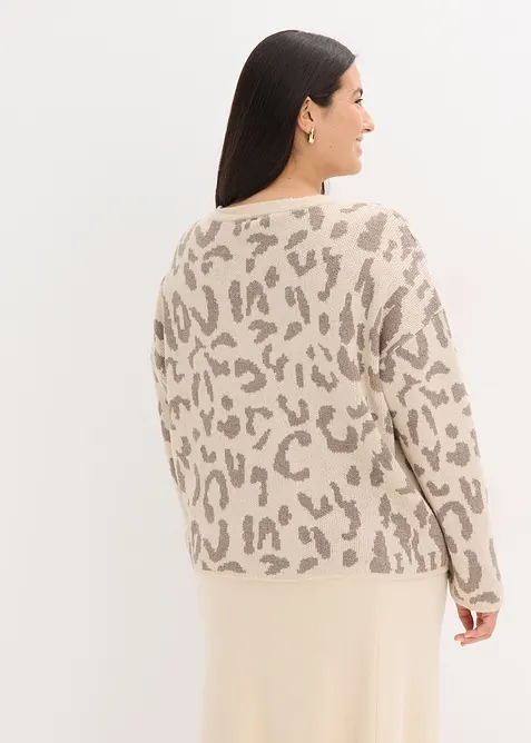 Maglione jacquard oversize con paillettes, bonprix