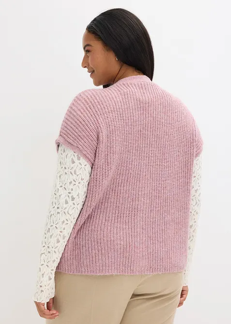 Gilet in maglia con bottoni decorativi e percentuale di lana, bonprix