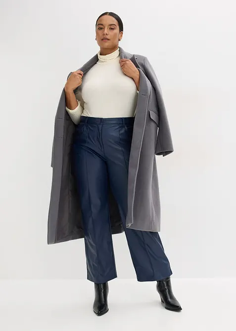 Pantaloni in similpelle con piega, straight leg, bonprix