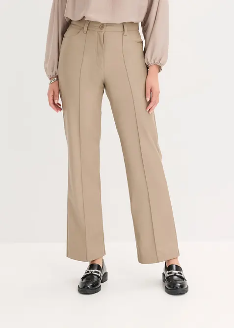 Pantaloni in similpelle con piega, straight leg, bonprix