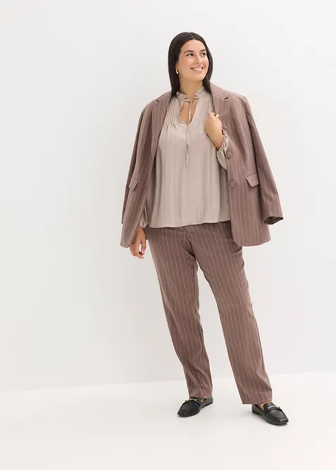 Tunica in satin lucido con pieghe cucite, bonprix