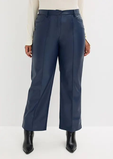 Pantaloni in similpelle con piega, straight leg, bonprix