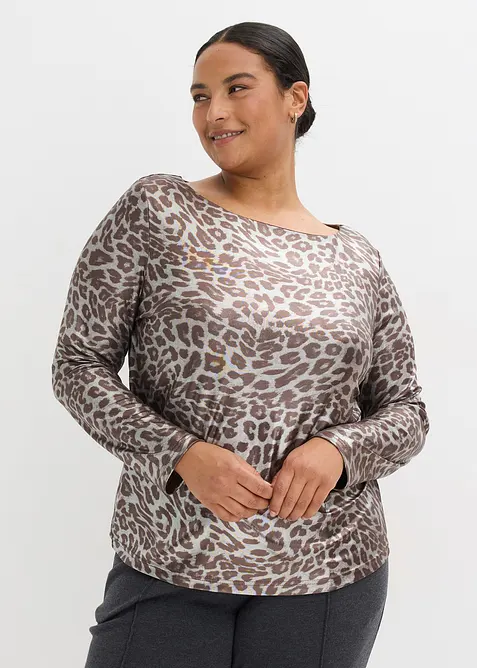 Maglia leopardata in fantasia lucida, bonprix