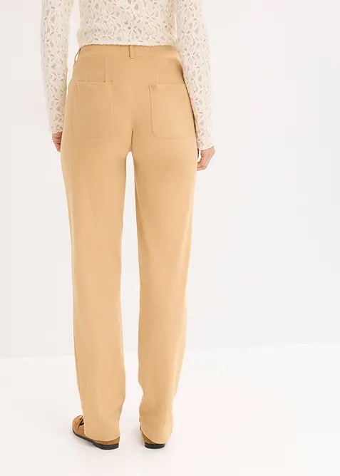 Pantaloni in jersey di cotone con piega cucita, bonprix
