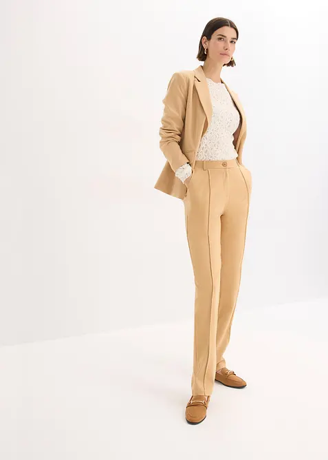 Pantaloni in jersey di cotone con piega cucita, bonprix