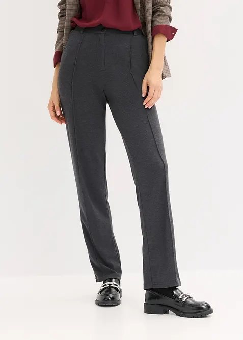 Pantaloni in jersey di cotone con piega cucita, bonprix