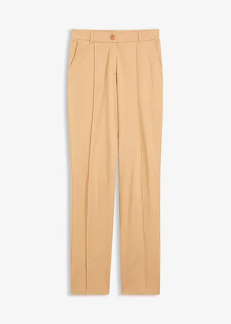 Pantaloni in jersey di cotone con piega cucita, bonprix