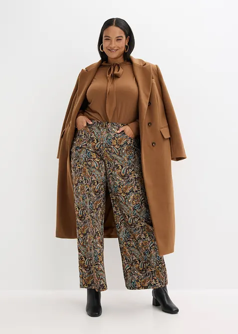 Pantaloni a gamba larga elasticizzati in misto cotone, bonprix