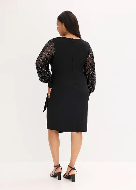 Abito midi con paillettes alle maniche, bonprix