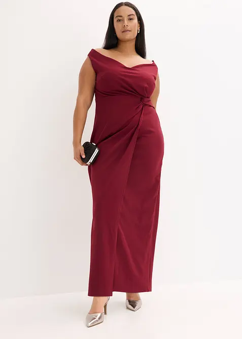 Abito a spalle scoperte in crêpe strutturato, bonprix