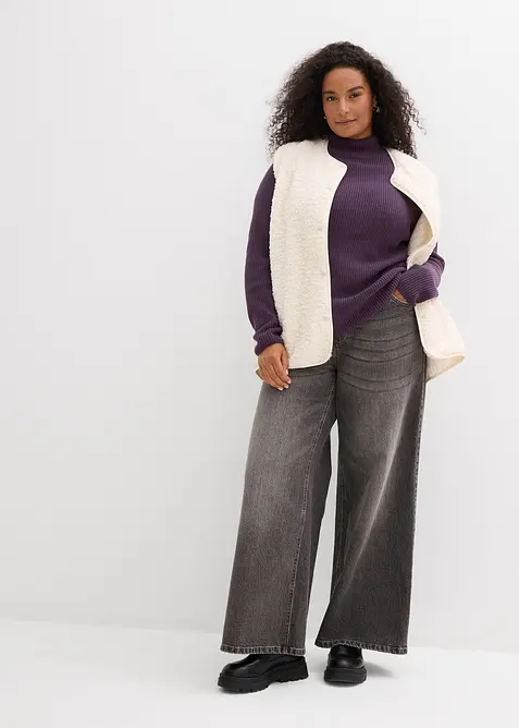 Maglione a coste di puro cotone biologico, bonprix