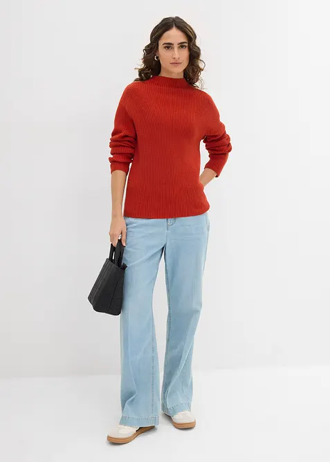 Maglione a coste in puro cotone biologico, bonprix