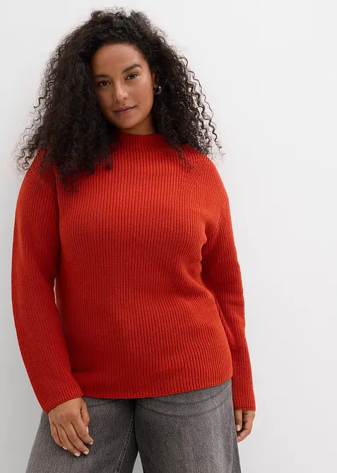 Maglione a coste in puro cotone biologico, bonprix