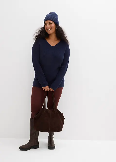 Maglione a coste in puro cotone biologico, bonprix