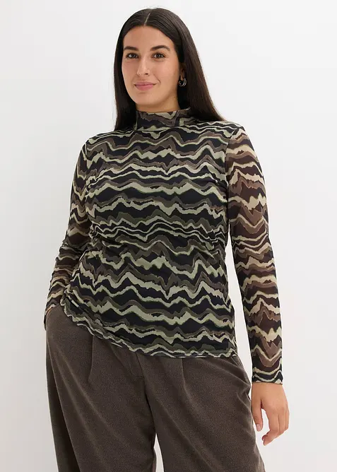 Maglia a maniche lunghe in morbido mesh, bonprix