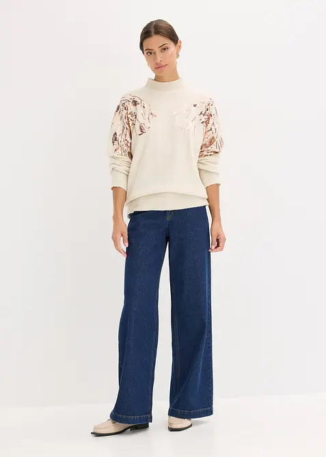 Maglione oversize con paillettes, bonprix