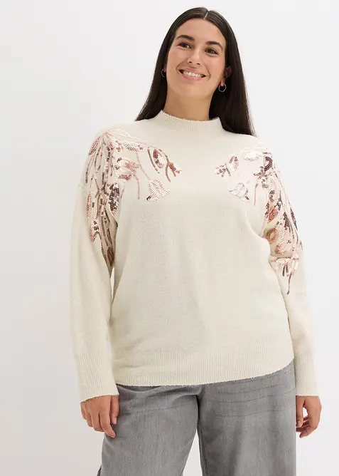 Maglione oversize con paillettes, bonprix