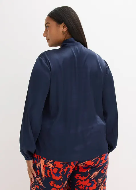 Camicetta con fiocco in satin fluente, bonprix