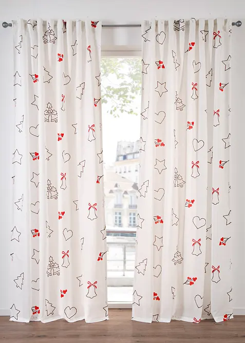 Tenda semitrasparente con fantasia natalizia (pacco da 1), bonprix