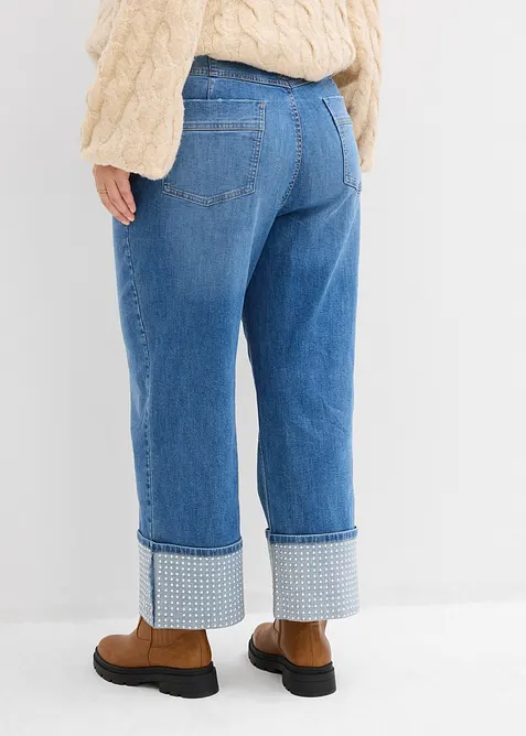 Jeans straight con risvolto, vita alta, bonprix