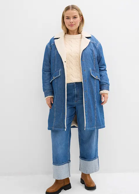 Jeans straight con risvolto, vita alta, bonprix